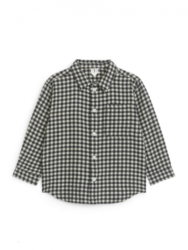 Koszule Arket Checked Flannel Chłopięce Czarne Białe | Polska ISAYP-5139