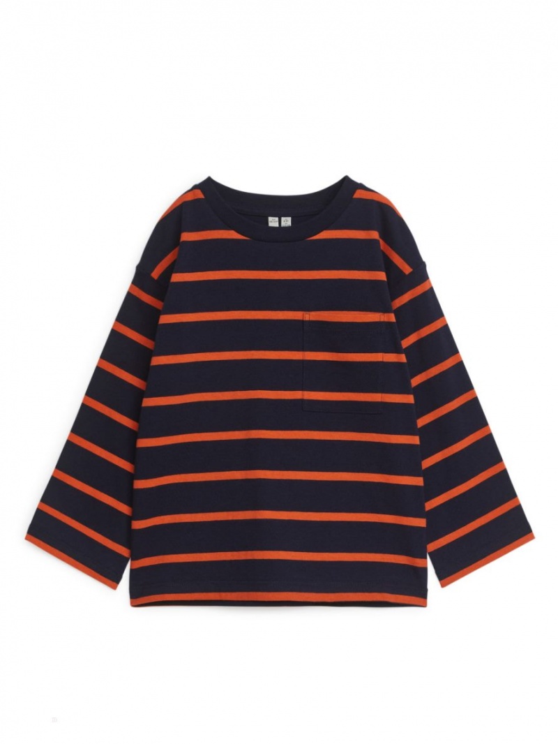 Koszulki Arket Long Sleeve Chłopięce Ciemny Niebieskie | Polska LZEJF-0546