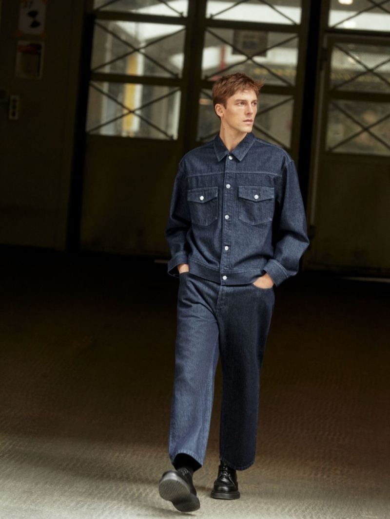 Kurtka Arket Denim Męskie Ciemny Niebieskie | Polska JHPLU-8271