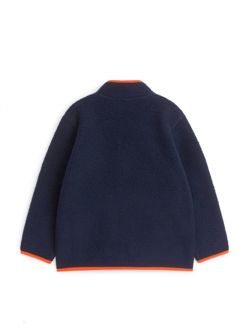 Kurtka Arket Fleece Zip Dziewczynka Niebieskie Pomarańczowe | Polska GQNRH-6254