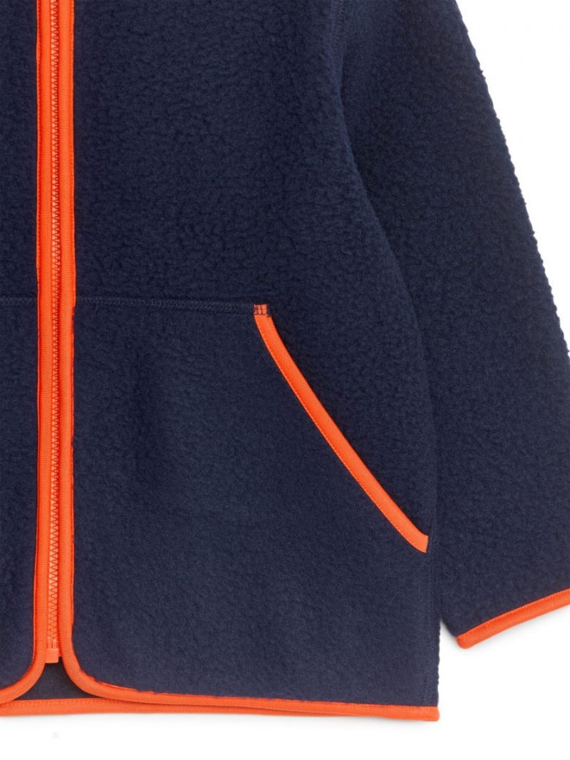 Kurtka Arket Fleece Zip Dziewczynka Niebieskie Pomarańczowe | Polska GQNRH-6254