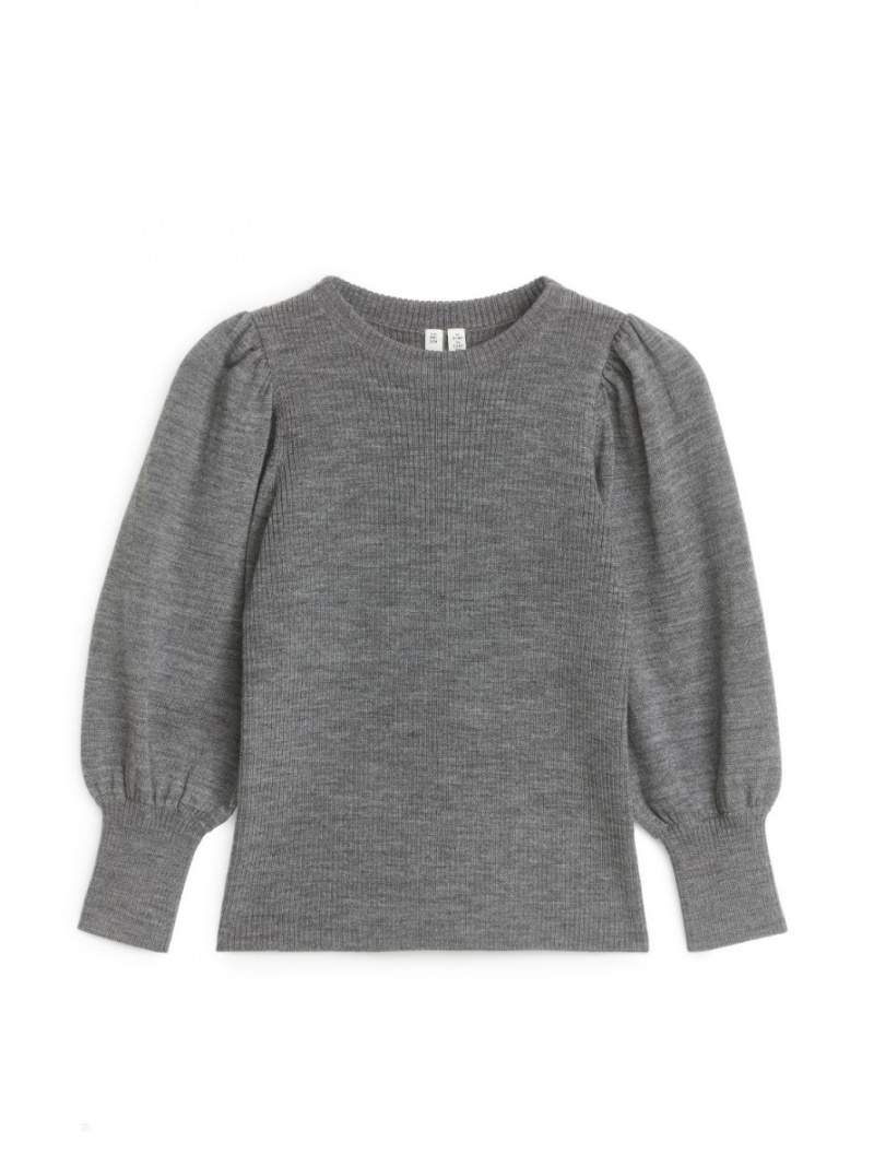 Najfatalniejszy Arket Volume Sleeve Merino Dziewczynka Szare | Polska JSYMA-7985