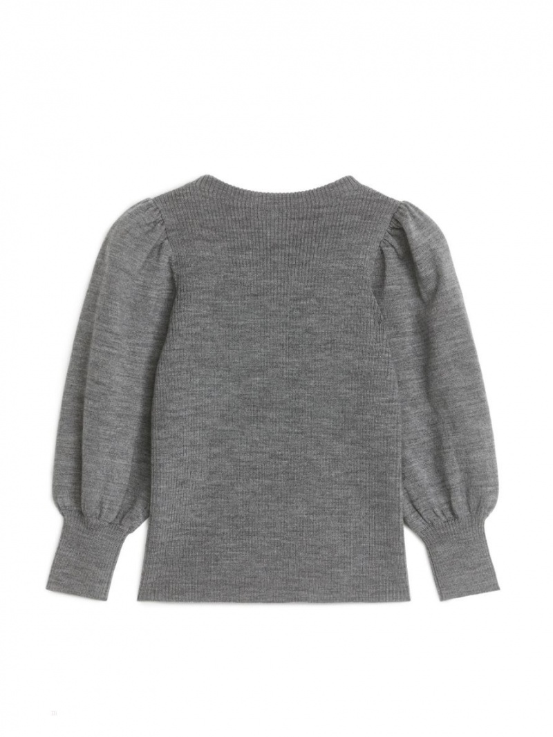 Najfatalniejszy Arket Volume Sleeve Merino Dziewczynka Szare | Polska JSYMA-7985