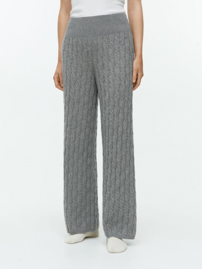 Portki Arket Cashmere Cable-Knit Damskie Szare | Polska MJOYG-7836
