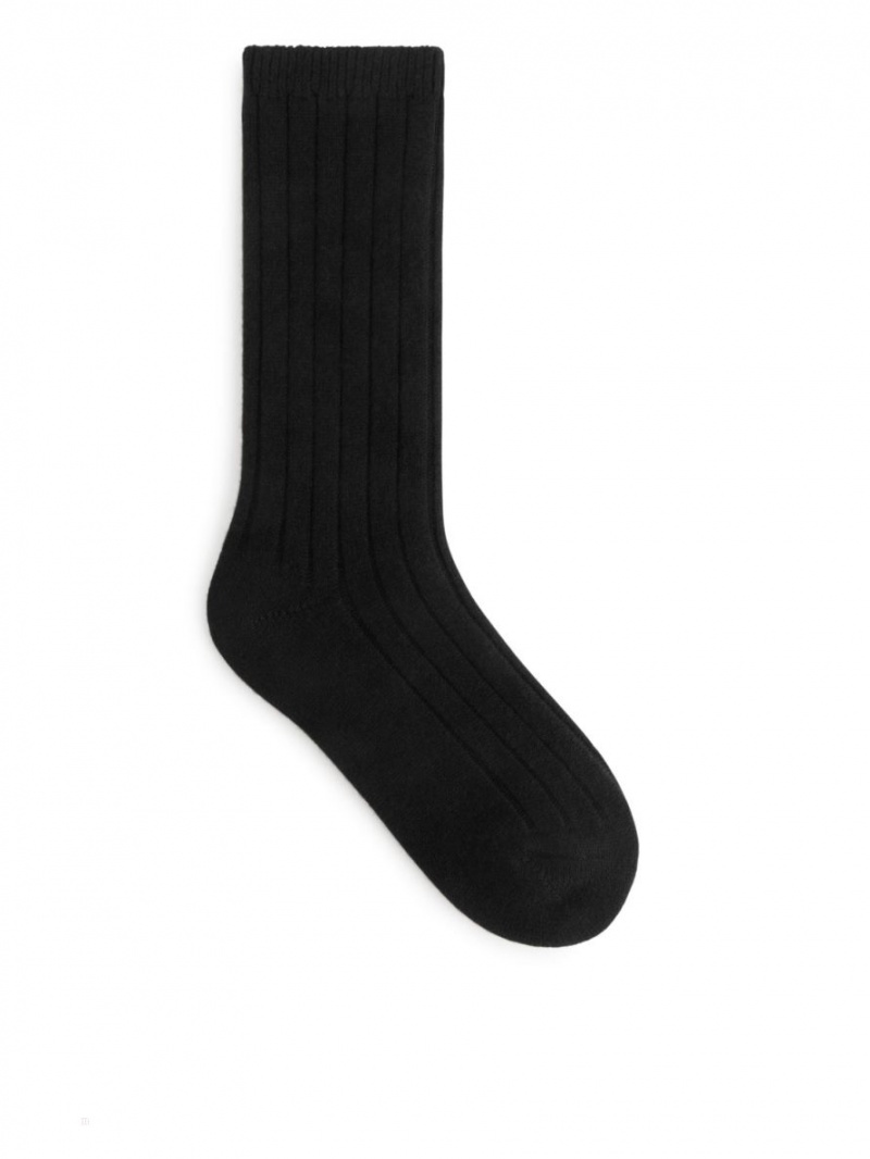 Skarpetki Arket Recycled Cashmere Blend Damskie Czarne | Polska ZYCSI-4510