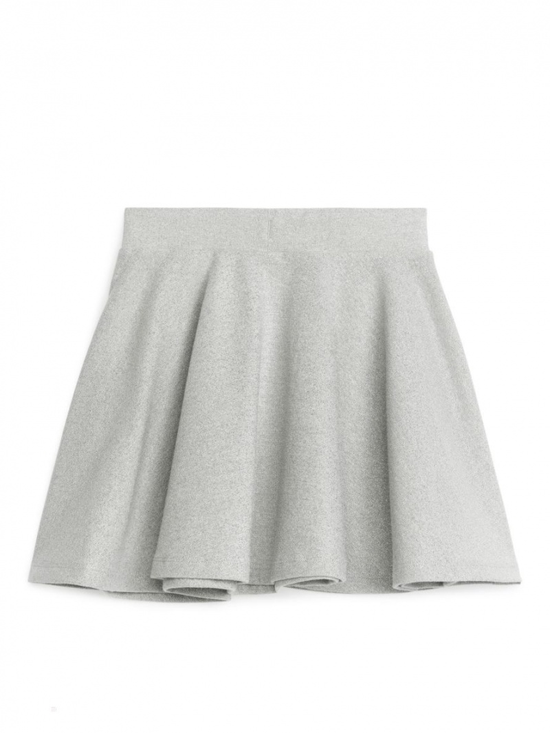 Spódnica Arket Glitter Dziewczynka Srebrne | Polska RDSFY-3946