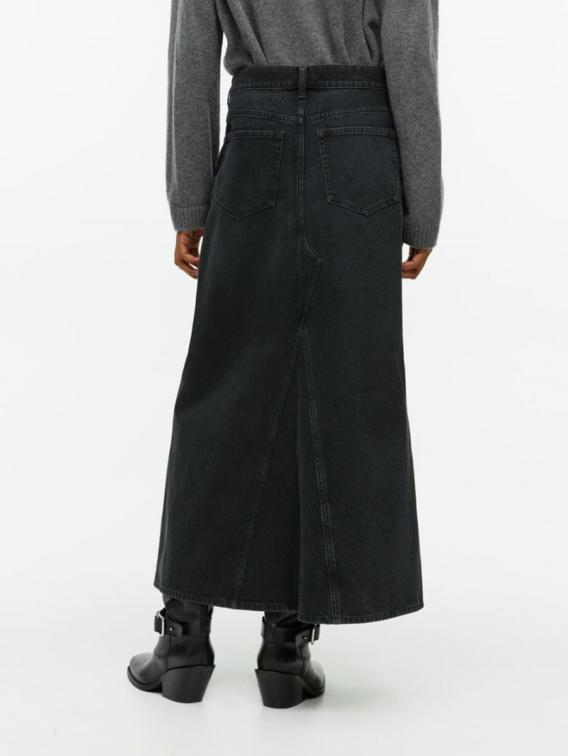 Spódnica Arket Maxi Denim Damskie Czarne | Polska RUTCE-3498