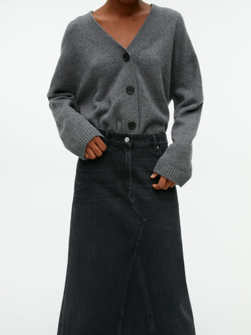 Spódnica Arket Maxi Denim Damskie Czarne | Polska RUTCE-3498