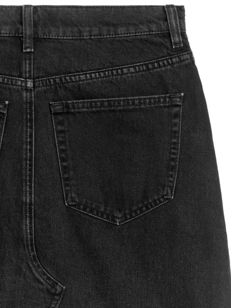 Spódnica Arket Maxi Denim Damskie Czarne | Polska RUTCE-3498