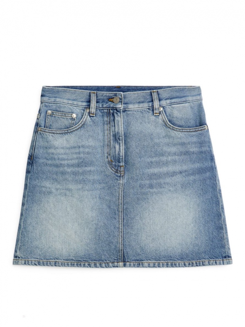 Spódnica Arket Mini Denim Damskie Głęboka Niebieskie | Polska OIHVD-3628
