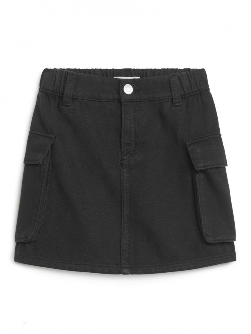 Spódnica Arket Woven Utility Mini Dziewczynka Czarne | Polska LASPF-7190