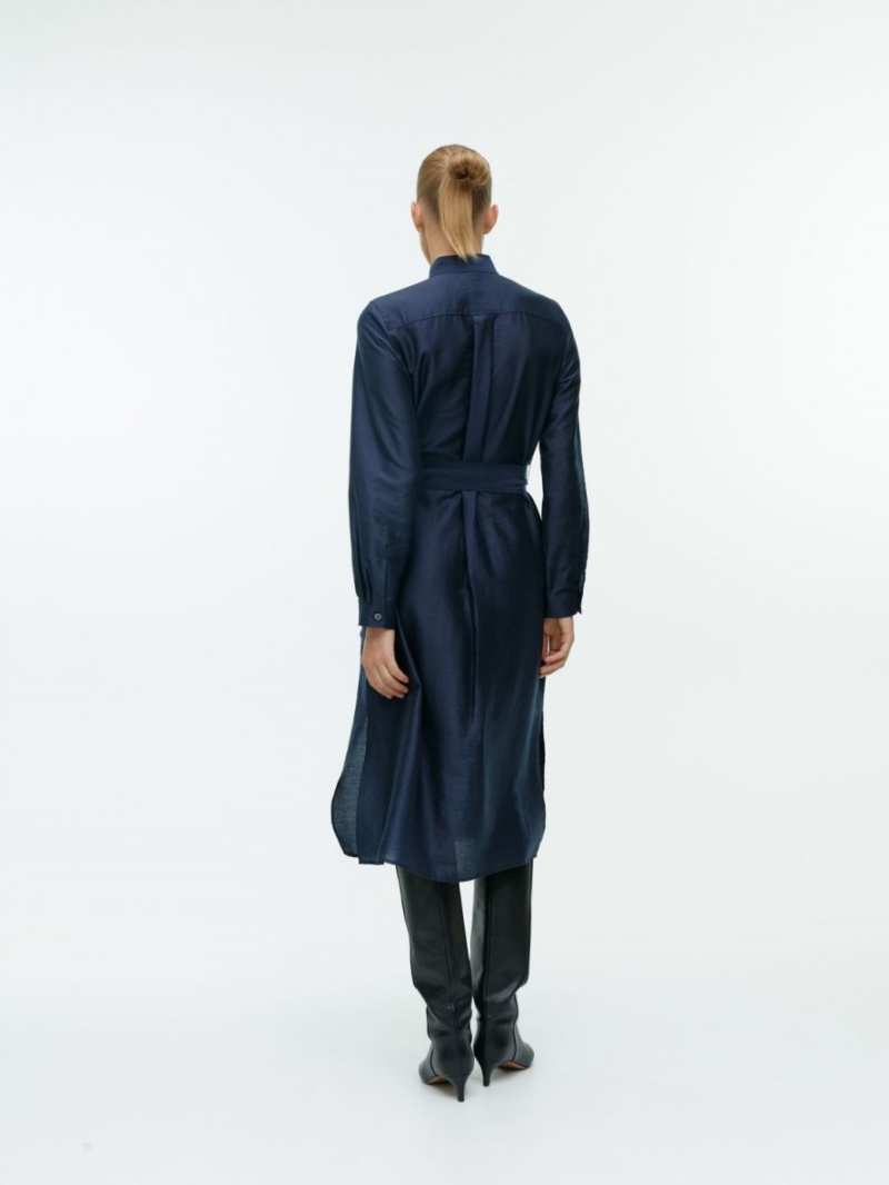 Sukienka Arket Belted Utility Damskie Ciemny Niebieskie | Polska UPWJC-5180