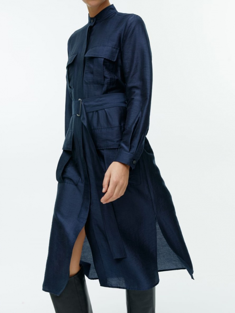 Sukienka Arket Belted Utility Damskie Ciemny Niebieskie | Polska UPWJC-5180