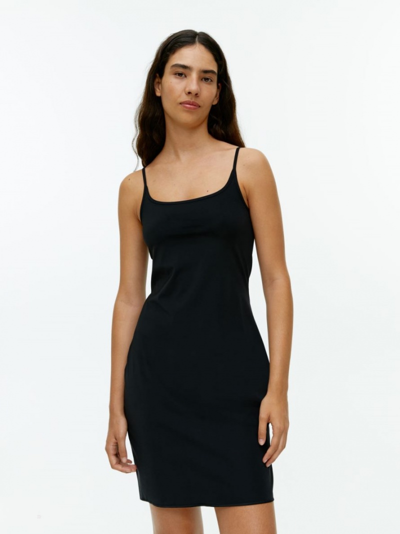 Sukienka Arket Nylon Slip Damskie Czarne | Polska GVRFT-9723