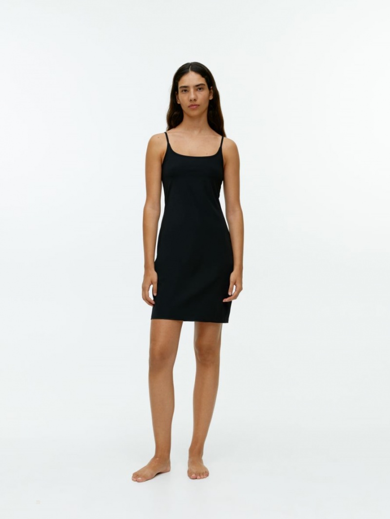 Sukienka Arket Nylon Slip Damskie Czarne | Polska GVRFT-9723