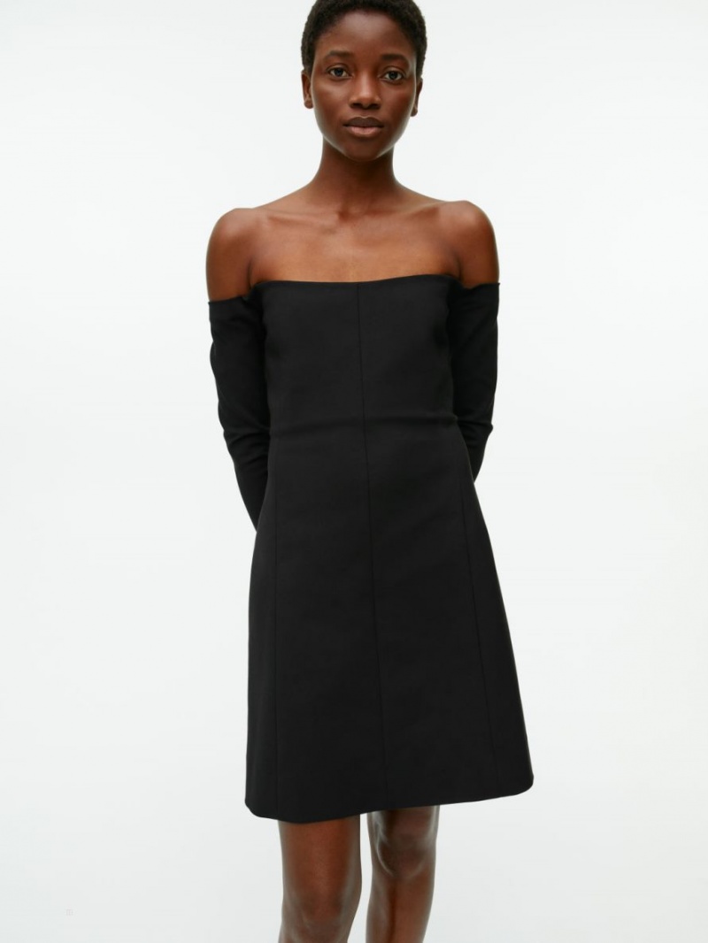 Sukienka Arket Off-Shoulder Mini Damskie Czarne | Polska EBVWC-8960