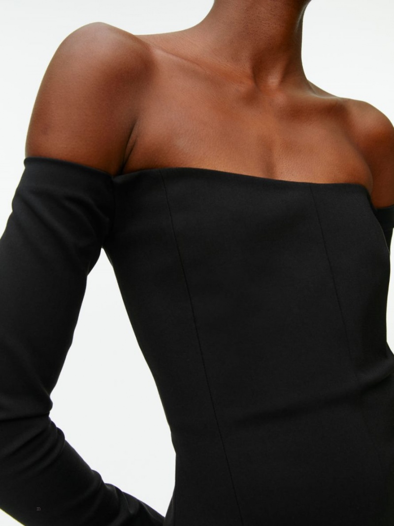 Sukienka Arket Off-Shoulder Mini Damskie Czarne | Polska EBVWC-8960