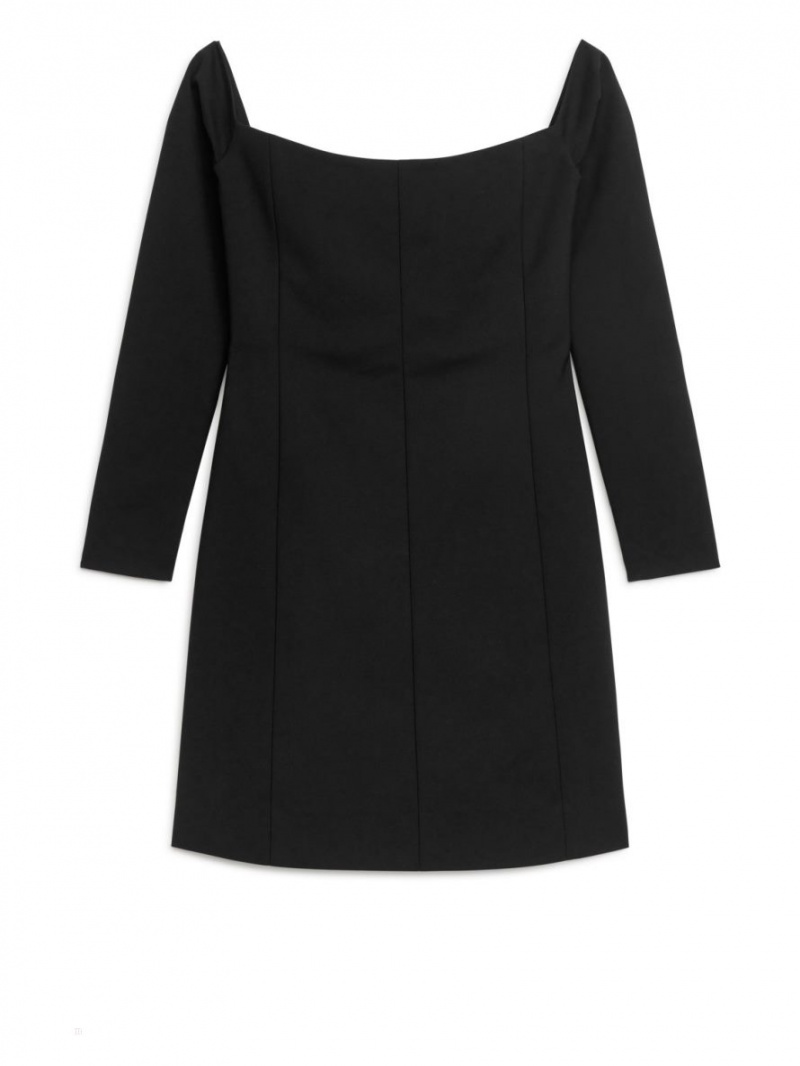 Sukienka Arket Off-Shoulder Mini Damskie Czarne | Polska EBVWC-8960
