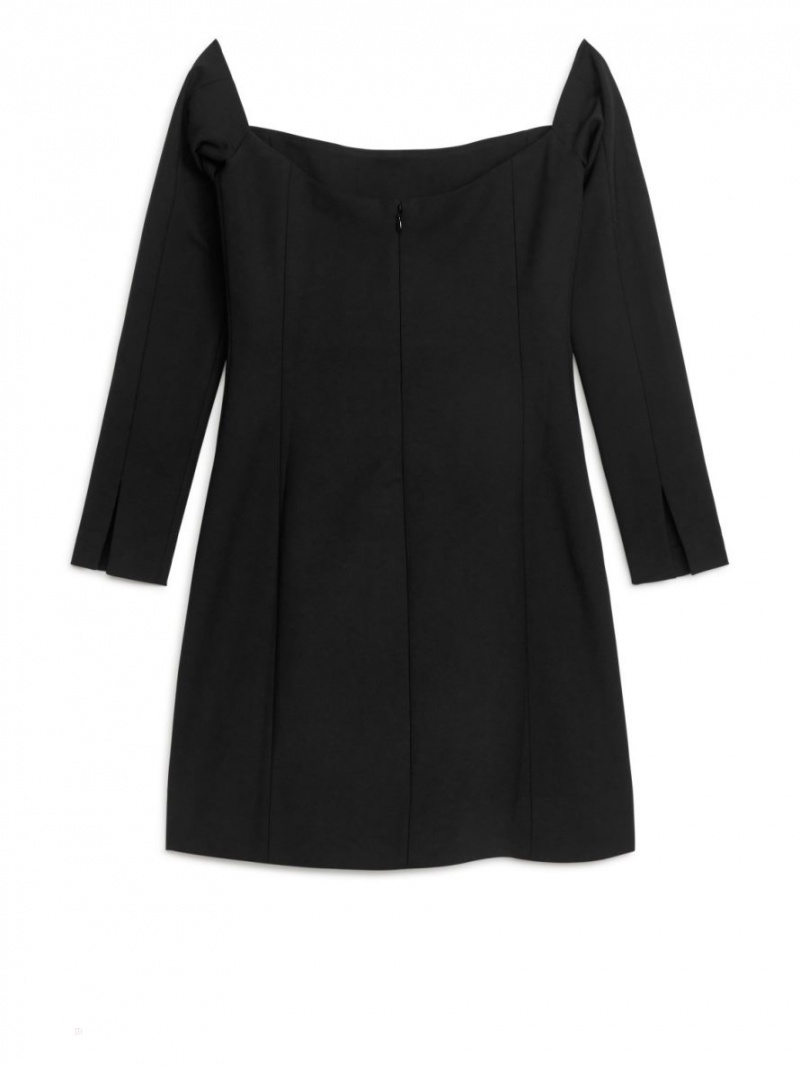 Sukienka Arket Off-Shoulder Mini Damskie Czarne | Polska EBVWC-8960
