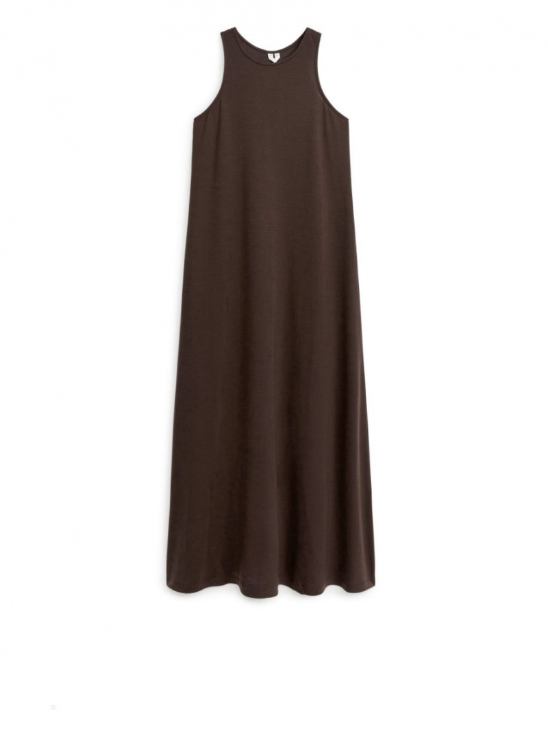 Sukienka Arket Racerback Beach Damskie Ciemny Brązowe | Polska RQEKH-3167