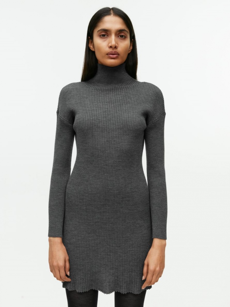 Sukienka Arket Żebrowany Merino Damskie Szare | Polska NJTYB-6019