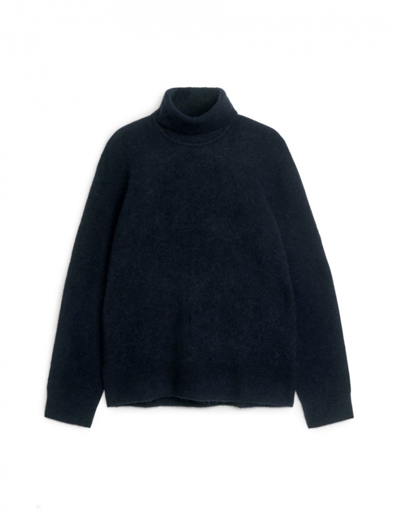 Sweter Arket Alpaca-Merino Roll-Neck Męskie Ciemny Niebieskie | Polska BEDJZ-4865