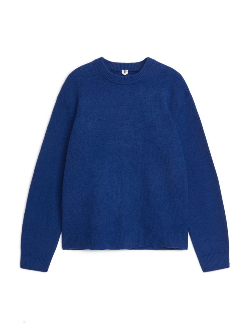 Sweter Arket Bawełniane-Blend Męskie Niebieskie | Polska HNFAL-8513