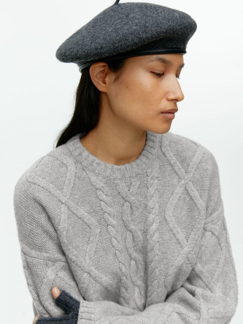 Sweter Arket Cable-Knit Wełna Damskie Szare | Polska WXREU-9761