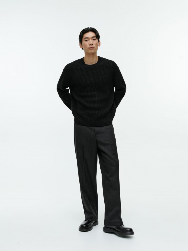 Sweter Arket Crewneck Męskie Czarne | Polska CWYEN-9061