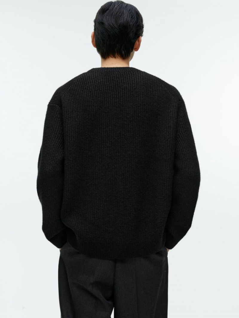 Sweter Arket Crewneck Męskie Czarne | Polska CWYEN-9061