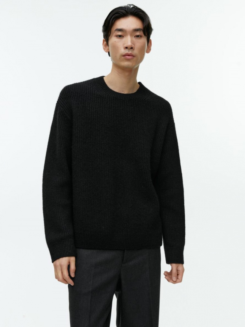 Sweter Arket Crewneck Męskie Czarne | Polska CWYEN-9061