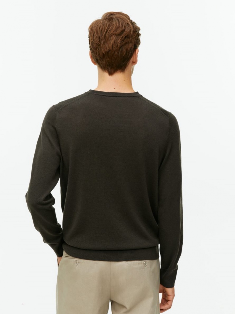 Sweter Arket Fine Knit Merino Męskie Ciemny Brązowe | Polska NYJOG-7364