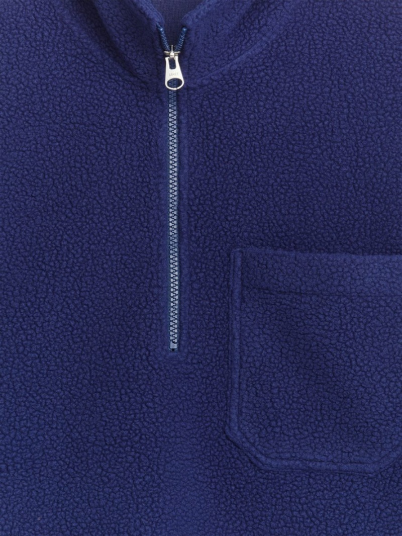 Sweter Arket Half-Zip Fleece Męskie Niebieskie | Polska HMWXK-6942