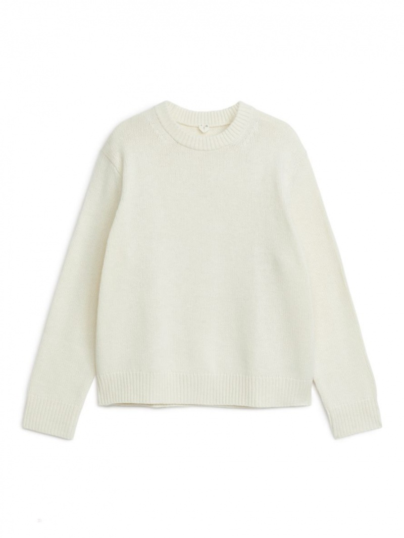 Sweter Arket Heavy Knit Wełna Męskie Beżowe | Polska SQGIK-2359