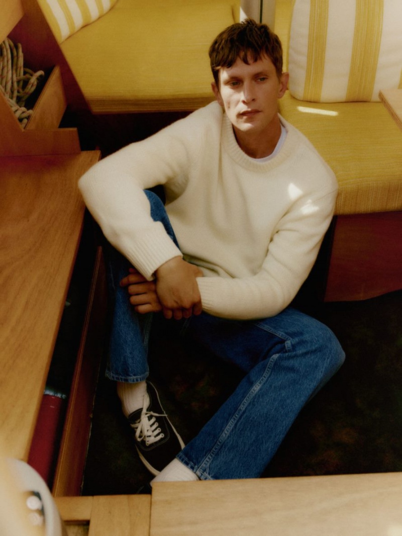 Sweter Arket Heavy Knit Wełna Męskie Beżowe | Polska SQGIK-2359