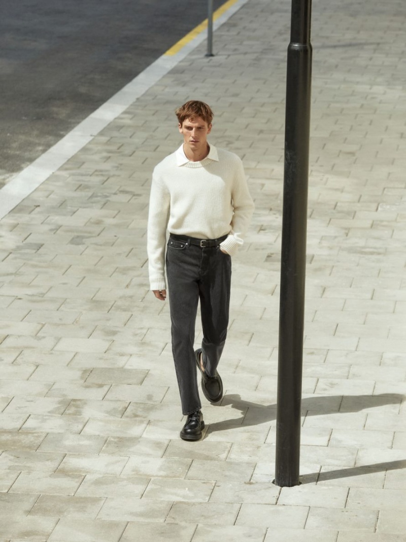 Sweter Arket Heavy Knit Wełna Męskie Beżowe | Polska SQGIK-2359