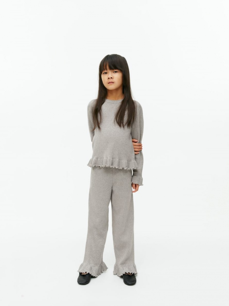 Sweter Arket Metallic Frill Dziewczynka Szare | Polska OHBJA-5432
