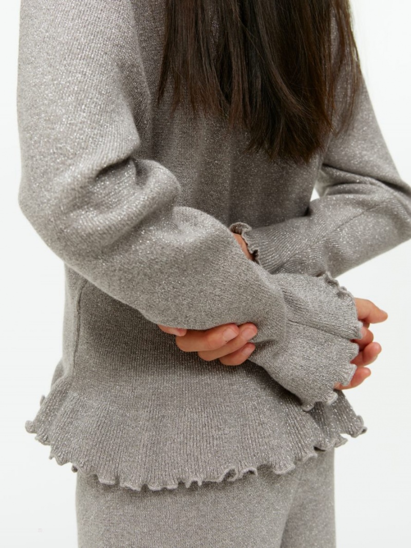 Sweter Arket Metallic Frill Dziewczynka Szare | Polska OHBJA-5432