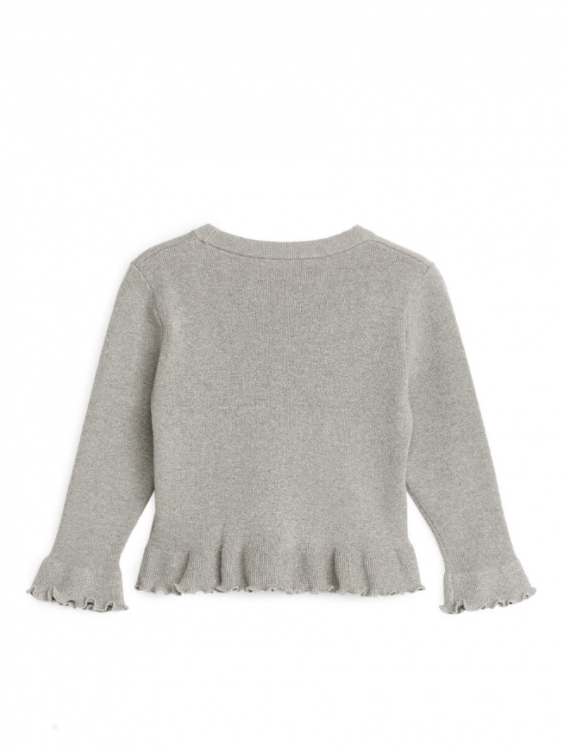 Sweter Arket Metallic Frill Dziewczynka Szare | Polska OHBJA-5432
