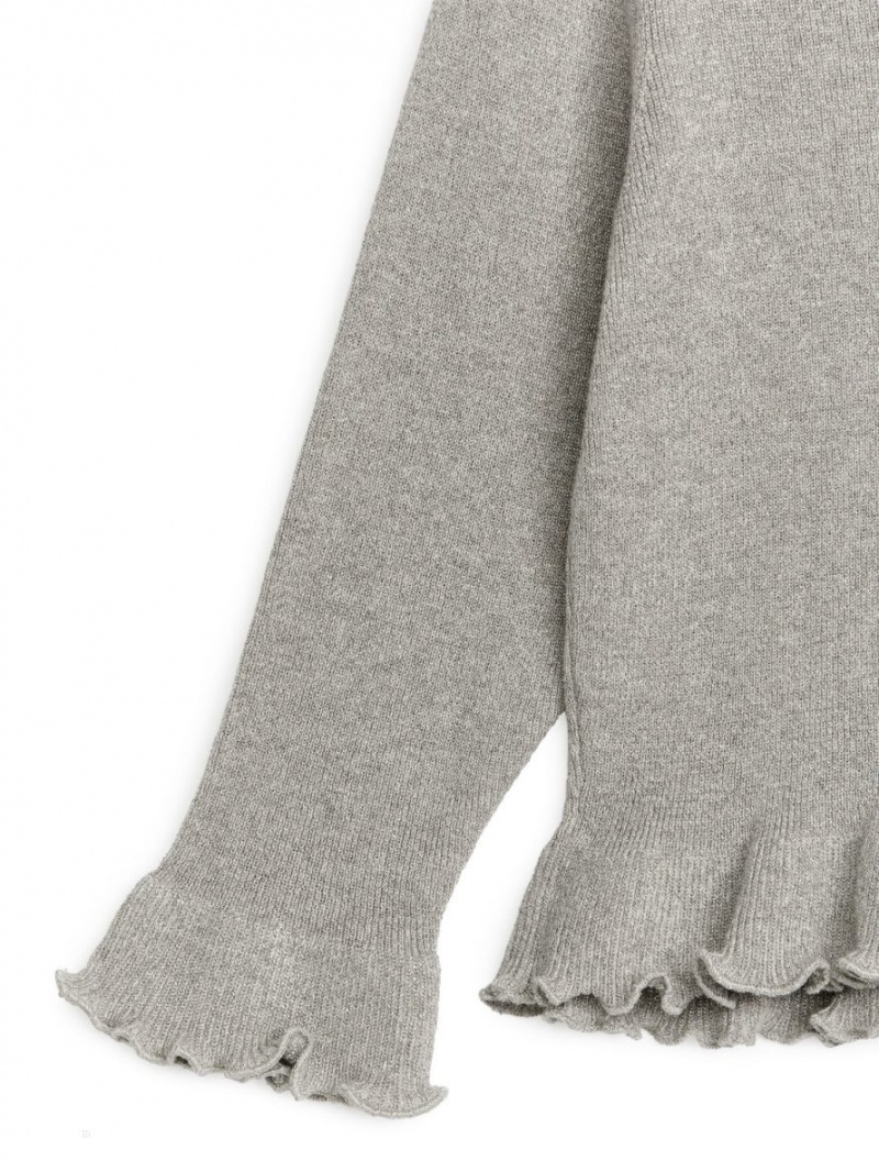 Sweter Arket Metallic Frill Dziewczynka Szare | Polska OHBJA-5432