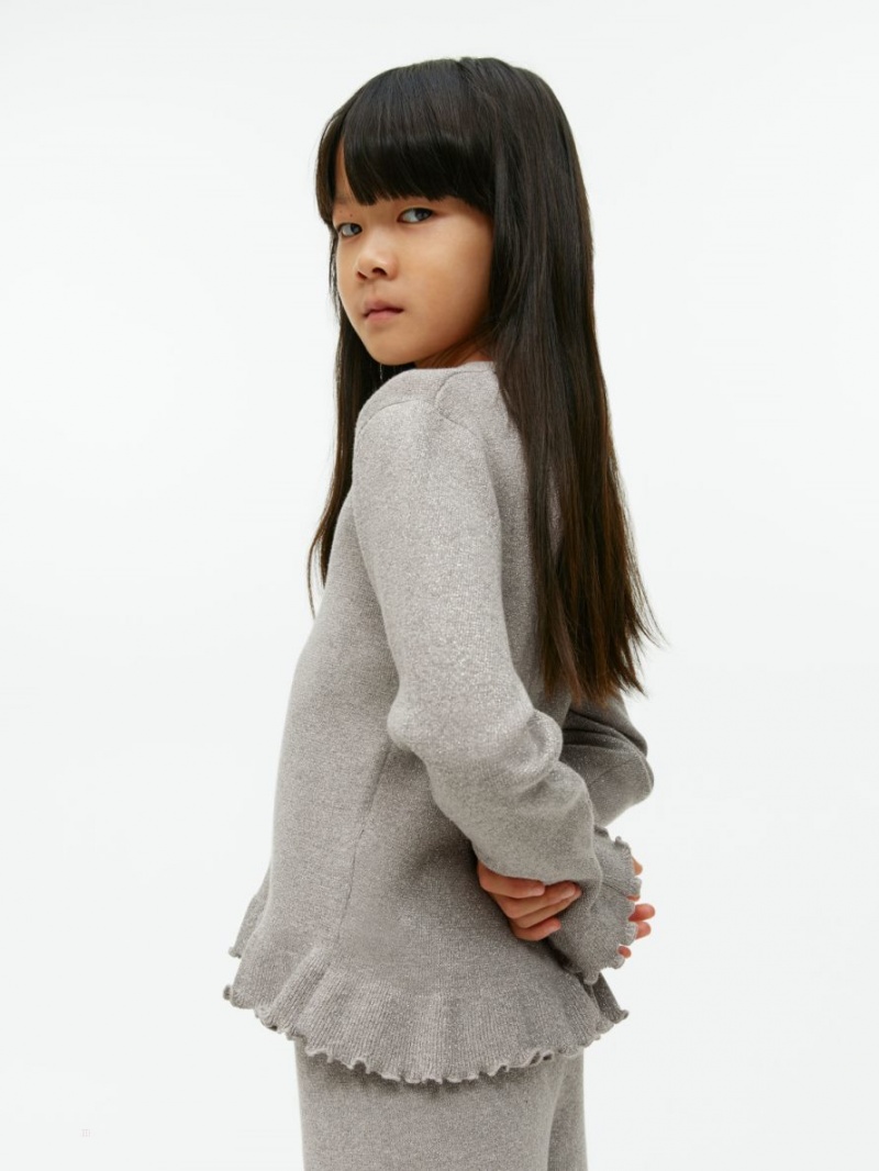 Sweter Arket Metallic Frill Dziewczynka Szare | Polska OHBJA-5432