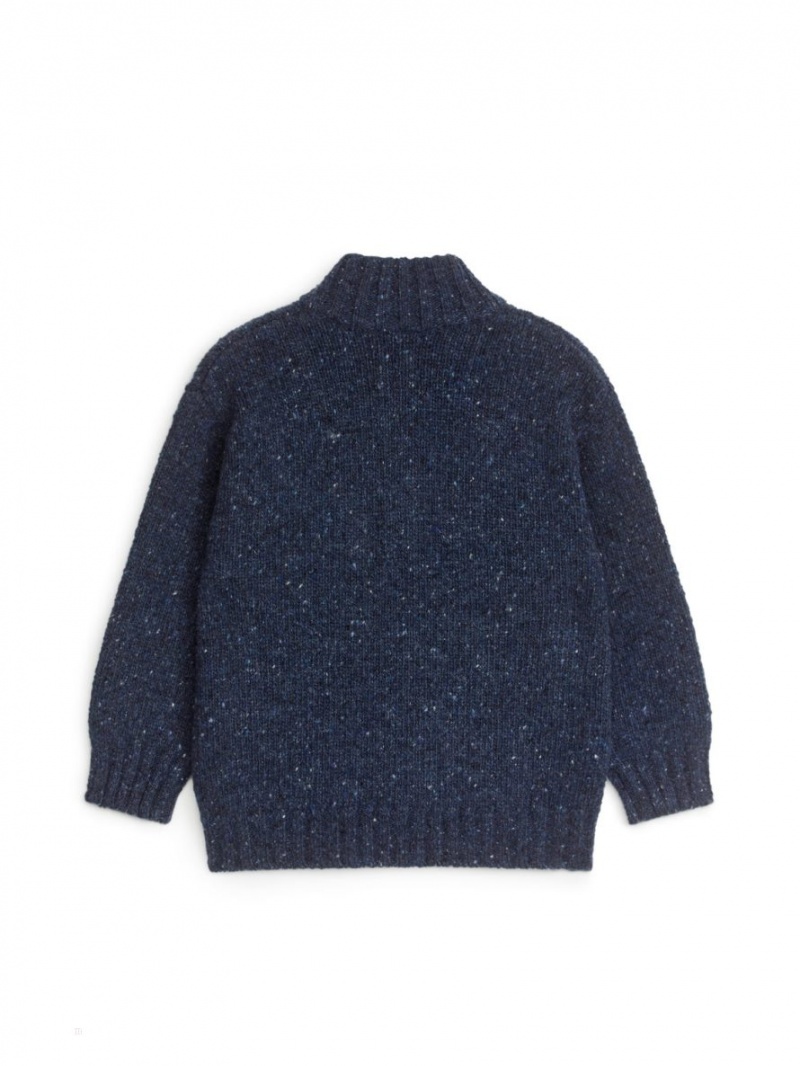 Sweter Arket Neps Half-Zip Chłopięce Ciemny Niebieskie | Polska DVQMH-2180