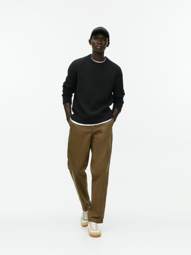 Sweter Arket Rib-Knit Crewneck Męskie Czarne | Polska JANGX-9824