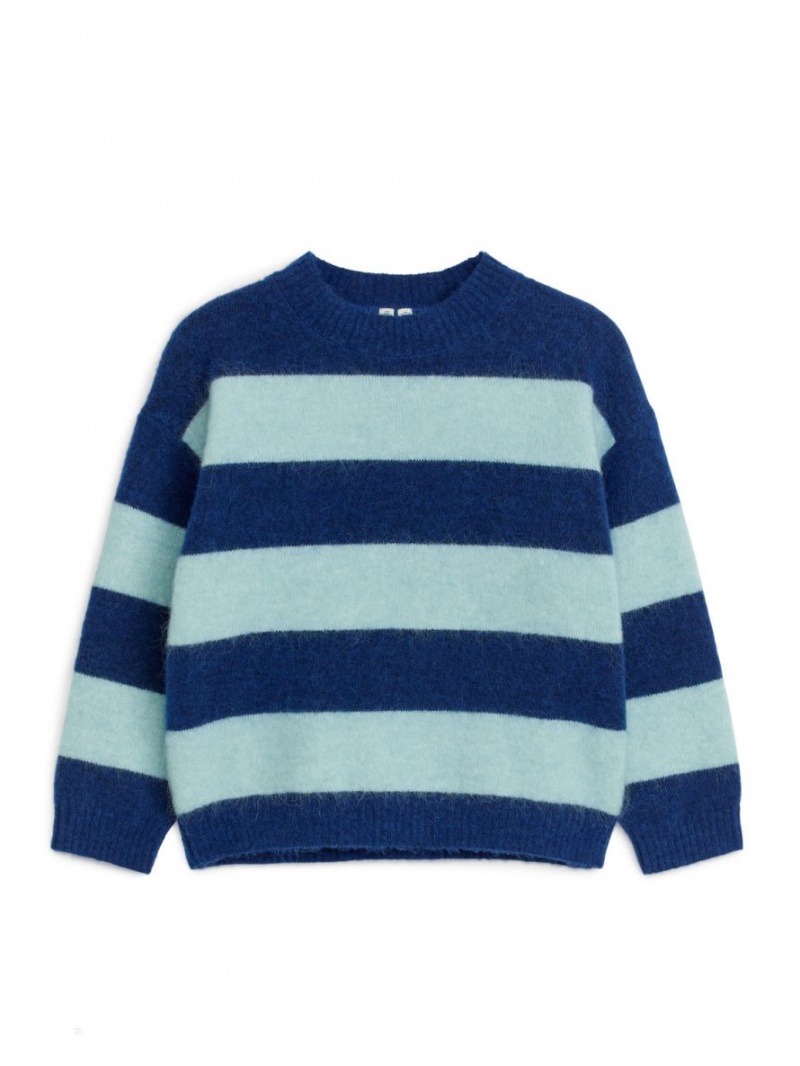 Sweter Arket W Paski Wełna-Alpaca Chłopięce Niebieskie Mięta | Polska YOVPA-7156