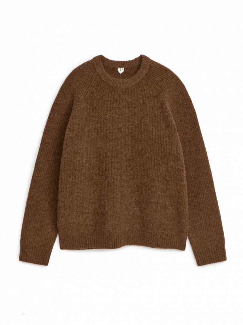 Sweter Arket Wełna Alpaca Męskie Brązowe | Polska JDEUX-6032