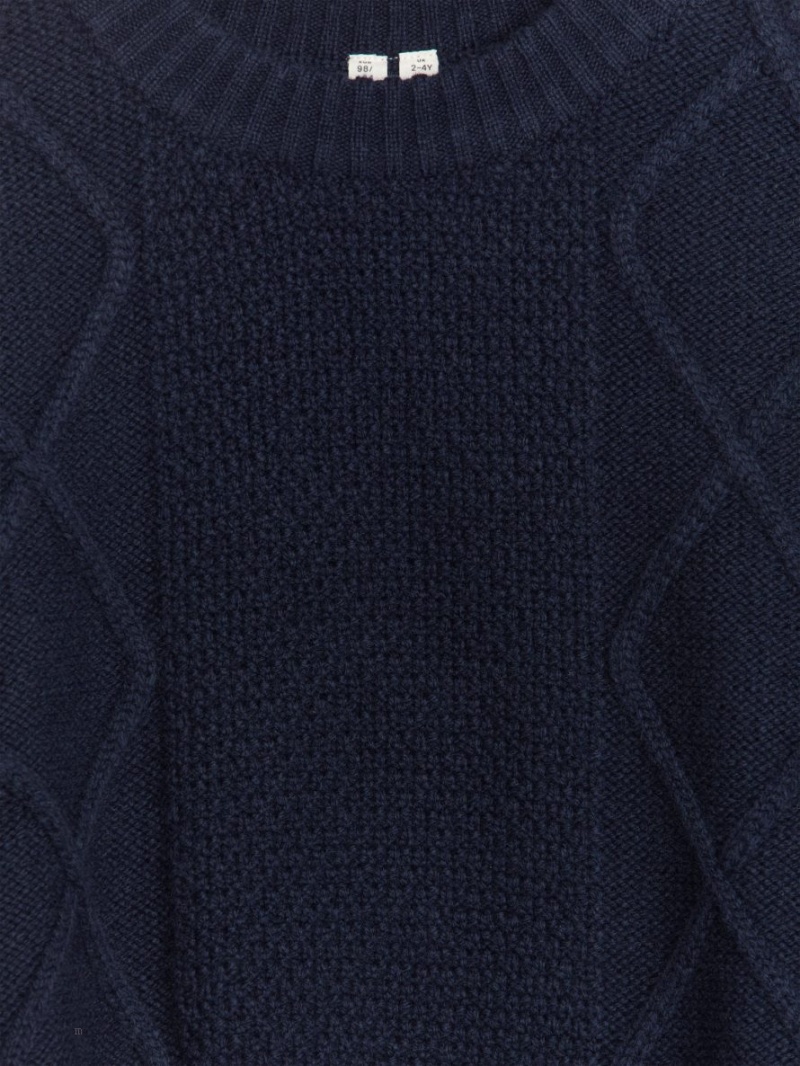 Sweter Arket Wełna Blend Cable Chłopięce Ciemny Niebieskie | Polska OXDPE-1269