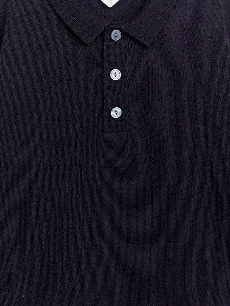 Sweter Arket Wełna Polo Chłopięce Ciemny Niebieskie | Polska OKAHC-5068