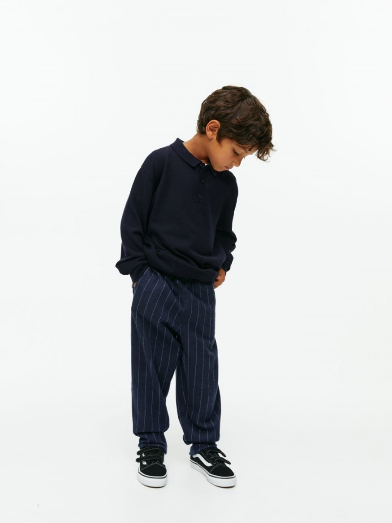 Sweter Arket Wełna Polo Chłopięce Ciemny Niebieskie | Polska OKAHC-5068