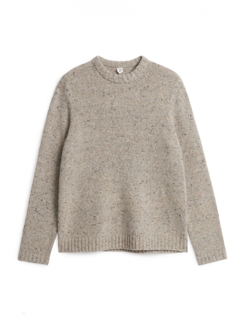 Sweter Arket Wełna and Alpaca Neps Męskie Beżowe | Polska FRYIQ-3014